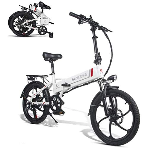 Vélos électriques : CHHD Vélo électrique ， Vélo électrique Pliant - Vélo cyclomoteur électrique avec télécommande Moteur 48V 350W Blanc