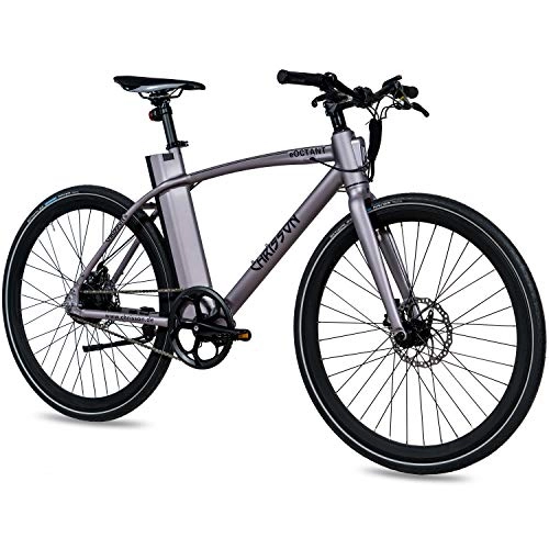 Vélos électriques : CHRISSON Vélo électrique de ville eOCTANT de 28 pouces - Gris mat - Vélo électrique urbain avec roue arrière Aikema - Moteur moyeu 250 W, 36 V, 40 Nm - Vélo électrique pratique pour homme et femme