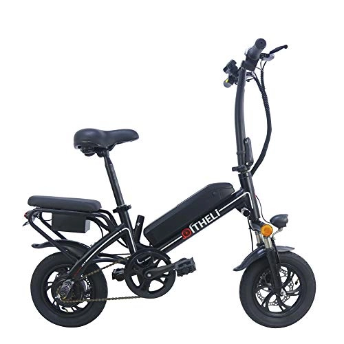 Vélos électriques : CJCJ-LOVE Vélo Électrique Vélo Pliant, 12Inch 48V / 8Ah / 350W Parent-Enfant À Vélo Tandem Vélos avec Batterie Au Lithium E-Bike, Noir