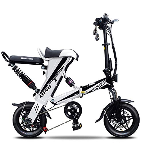 Vélos électriques : CJCJ-LOVE Vélos Électriques Pliant E-Vélo pour Adultes, 36V / 350W / Portable Tandem Vélo Électrique Scooter avec Batterie Lithium-ION Eco-Friendly Cyclisme, Blanc, 30KM