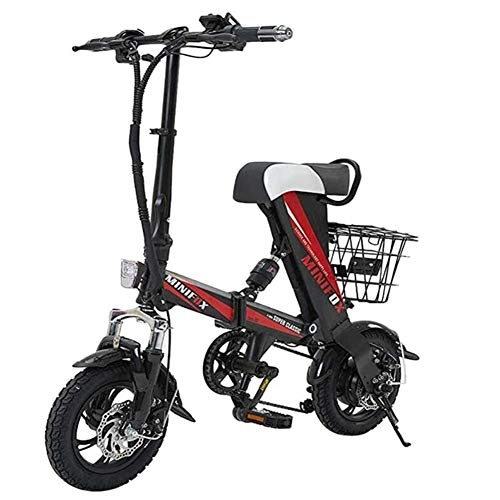 Vélos électriques : CJCJ-LOVE Vélos Électriques Pliants, 12 Pouces 36V 350W Batterie Au Lithium Pliable E-Bike Mini Scooter Portable, Noir, 30 km
