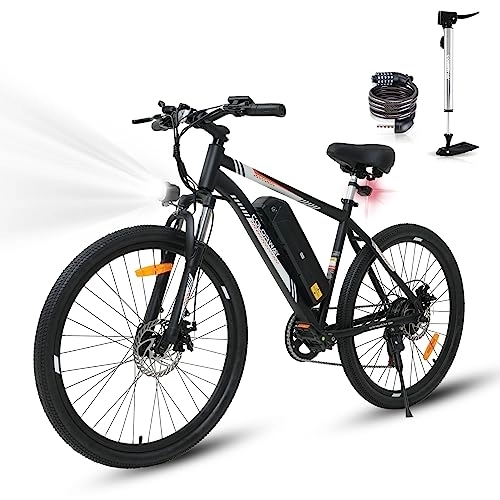 Vélos électriques : COLORWAY Vélo électrique pour Adultes, vélo de Montagne 26'', EBike avec Batterie Amovible 36V 15Ah, écran LCD, Frein à Disque Double ebike BK15 Noir / Orange