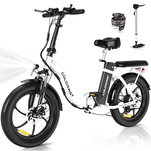 Vélos électriques : COLORWAY Vélo électrique, vélo électrique Pliant de 20 Pouces, vélo électrique de Ville à 2 Modes de Conduite avec Batterie 36V 15Ah, vélo de Trajet avec Moteur 250W, Adulte Unisexe BK6 Blanc