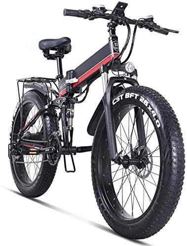 Vélos électriques : Commuter City Road Bike, Pliant vélo électrique for adultes 21 vitesses Plage Cruiser Montagne Vélo électrique 12.8Ah Batterie au lithium 1000W électrique pliable vélomoteur 4.0 Fat Tire électrique Mo