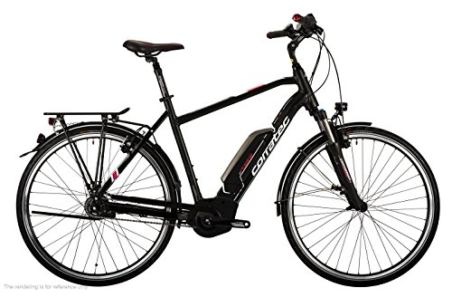 Vélos électriques : Corratec Messieurs E Power 28 Urban Active 8S Coaster 400 Gand Vélo Noir Mat / Argenté / Rouge Foncé, 51