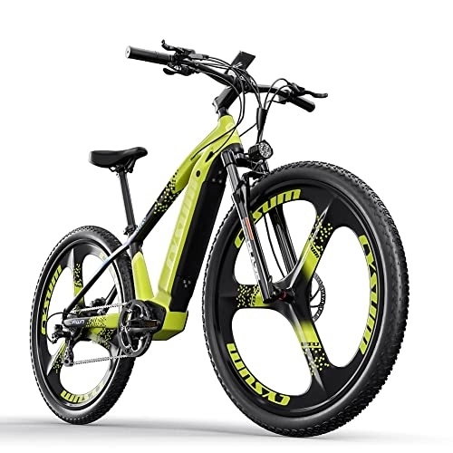 Vélos électriques : Cysum CM520 Vélo électrique pour Homme, 29 Pouces VTT Electrique Adulte, 48V 14Ah Batterie au Lithium, Shimano 7 Vitesses Road Mountain ebike, Système De Frein à Disque Hydraulique (Vert)