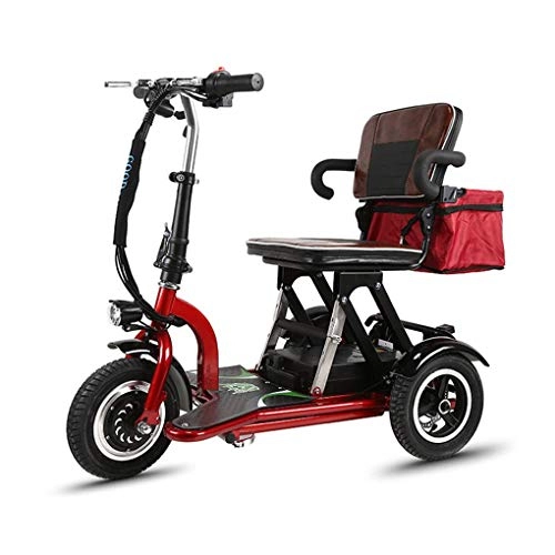 Vélos électriques : CZALBL Tricycle lectrique Pliant, Scooter lectrique Pliant en Aluminium portatif entranement Unique, adapt aux Personnes ges ou handicapes, 35km