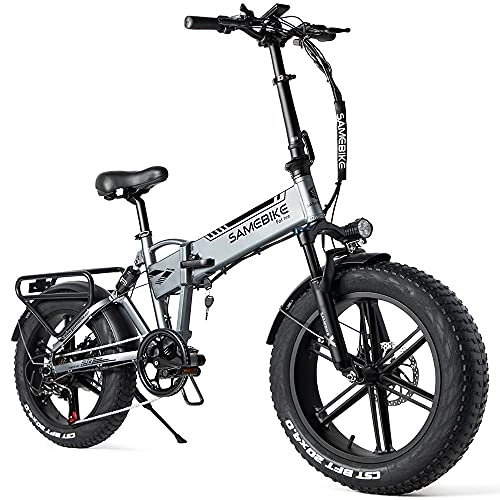 Vélos électriques : DDCHH Vélo électrique Pliant XWXL09 20 Pouces, Vélo de Montagne électrique Jusqu'à 25km / h, 500W / 48V 10AH Batterie Lithium Rechargeable, Plage Neige Vélo Ebike, Silver