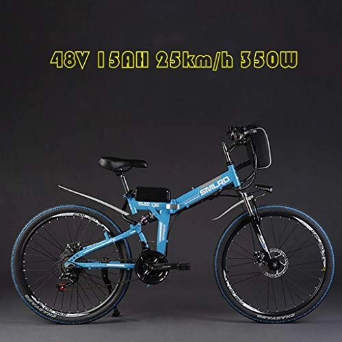 Vélos électriques : DEPTH Vlo de Montagne lectrique 48V 15AH avec Batterie Lithium-ION Amovible de Grande capacit Vlo lectrique 21 Vitesses et Trois Modes de Travail 350W E-Bike, Bleu, 26