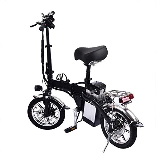Vélos électriques : dewdropy Vlo lectrique Pliant De 14"avec Batterie Au Lithium 48V 12AH Moteur Haute Vitesse 350w pour Adultes - Noir