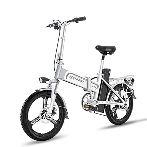 Vélos électriques : DLC Vélo Électrique Léger Pliant 16 Pouces Roues Ebike Portable Avec Pédale 400W Assistance Électrique Vélo Électrique En Aluminium Vitesse Maximale Jusqu'À 25 Mph, Blanc-150To330Km, Blanc