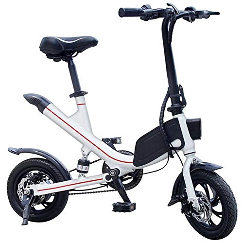 Vélos électriques : DREAMyun Vélo Électrique Pliable, Jusqu'à 25km / h, 12" 14" Urban Bike, Autonomie 30km, Batterie 36V / 6.6Ah 250W, Adultes Cadeaux, Blanc, 14