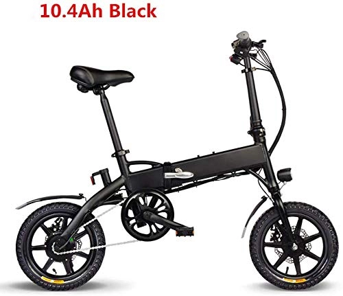 Vélos électriques : Drohneks Vlo lectrique de 14 Pouces, vlo lectrique Pliant Assistance lectrique, cyclomoteur, Moteur 250W 36V 10.4AH avec Support de tlphone USB