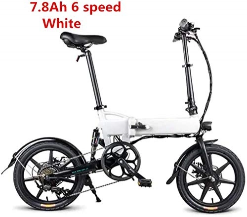 Vélos électriques : Drohneks Vélo électrique Pliable Ebike avec Moteur 250W, éclairage Avant à LED, Pneu en Caoutchouc Gonflable de 16 Pouces, Charge utile de 120 kg pour Adulte (7, 8 Ah)