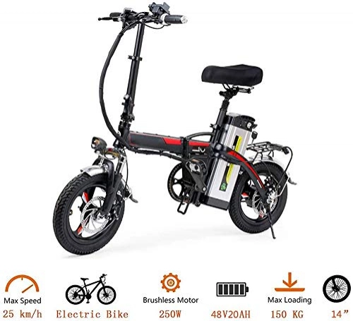 Vélos électriques : Drohneks Vélo électrique Pliant, 48V 20Ah vélo électrique 14 Pouces Neige vélo électrique Amovible Batterie au Lithium-ION 400W Urban Commuter Ebike pour Adultes