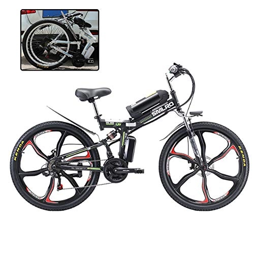 Vélos électriques : DT 26" Pliant Velo Electrique Montagne 350 Watts 48V Shimano 21 Vitesses Cadre en Alliage Dʻaluminium Repliable Suspension A Double Frein Mecanique