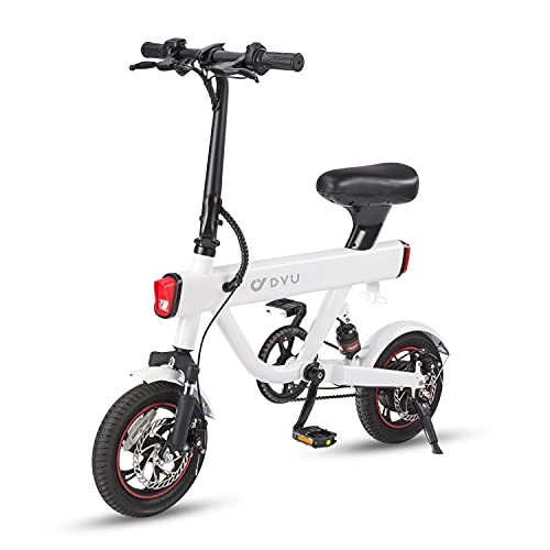 Vélos électriques : DYU Vélo Électrique Pliant, 12" Vélo Adulte Pliant Moteur 240W, Vitesse jusqu'à 25 km / h, 40km la Longue Portée, 36V 10Ah Batterie, City E-Bike (Blanc)