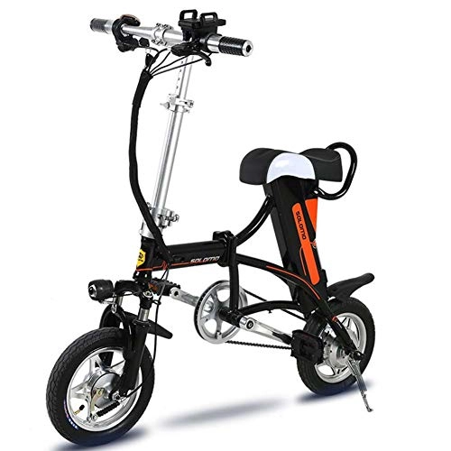 Vélos électriques : E-Bike Portable Vlo lectrique Pliant, Bicyclette lectrique de 12 Pouces avec, Gamme de 30-50Km 36V 250W, Convient pour Les trajets Courts, Les coles, viter Les embouteillages, Black, 50Km