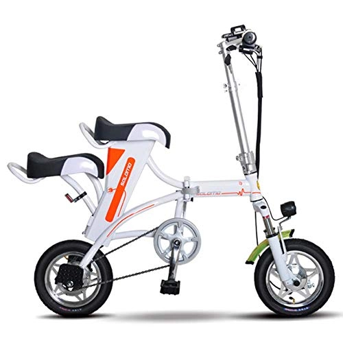 Vélos électriques : E-Bike Portable Vlo lectrique Pliant, Bicyclette lectrique de 12 Pouces avec, Gamme de 30-50Km 36V 250W, Convient pour Les trajets Courts, Les coles, viter Les embouteillages, White, 30Km