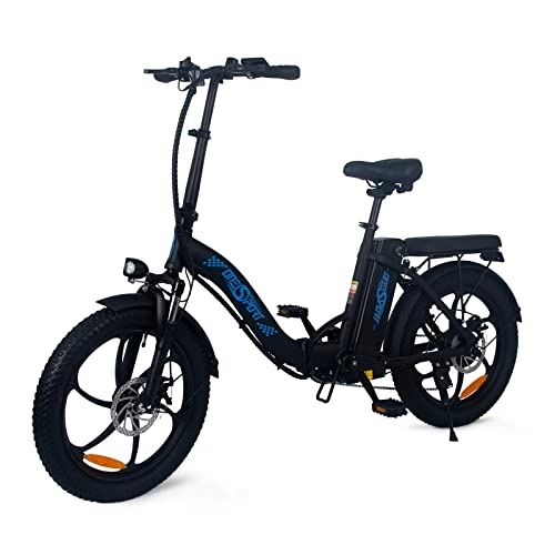 Vélos électriques : E-RIDES Onesport Vélo Électrique Pliable 20", VTT Électrique Homme Femme, E-Bike Pliant Full Terrain Pneus gonflables, 36V / 10Ah 7 Vitesses 35KM Batterie Amovible (BK6, Noir)
