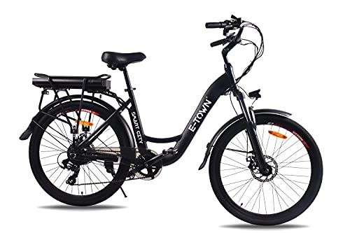 Vélos électriques : E-Town Smart City Vélo à Assistance électrique Adulte Unisexe, Noir