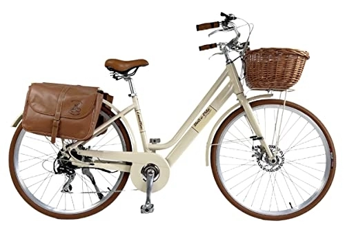 Vélos électriques : Ebike e-bike vélo électrique doux vie vélo pédalé assisté vintage via Vénétie rétro ctb citybike Citylife (Crème)