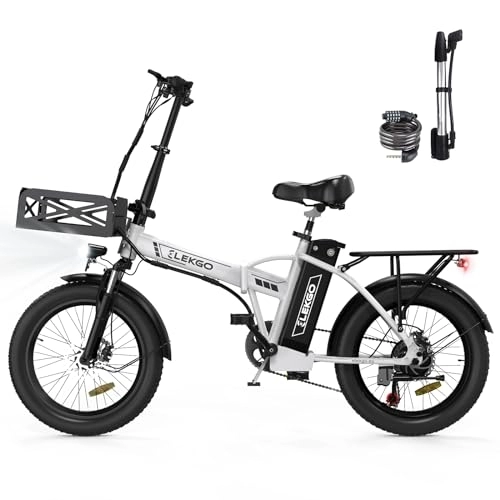 Vélos électriques : ELEKGO Vélo électrique 20" Gros Pneu 3.0 vélo électrique 36V12Ah Batterie vélo Pliant, 7 Vitesses Transmission vélo de Ville, Moteur 250W VTT pour Adultes
