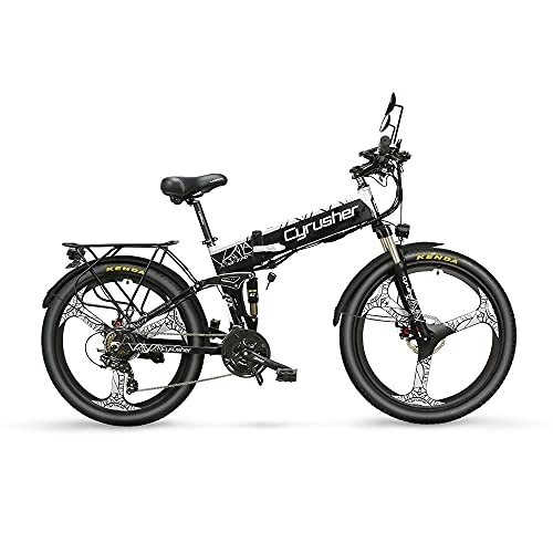 Vélos électriques : Extrbici Vélos Electriques pour Hommes et Femmes Pliable 21 Vitesses (26x1, 95'') MTB Eclairage LED 48V 12.8AH