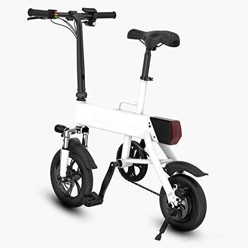 Vélos électriques : F-spinbike Portable Mini Pliant vlo lectrique Petite Batterie de Voiture pour Adultes Hommes et Femmes lgre Scooter 350W Batterie au Lithium Voiture lectrique, Blanc