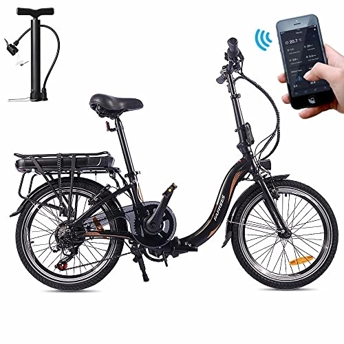 Vélos électriques : Fafrees 20F054 Vélo électrique 20 pouces 36 V / 10 Ah Pliable E-Bike 7 Vitesses 250 W City e-Bike avec application Noir