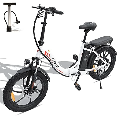 Vélos électriques : Fafrees F20 Vélo électrique pliant 20" Fatbike Homme 250 W 25 km / h 36 V 15 Ah Batterie City Ebike Femme Shimano 7S VTT Fat Tire E Vélo Blanc