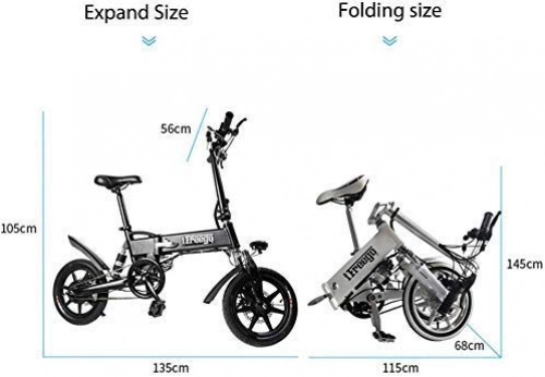 Vélos électriques : FEE-ZC Confort extrieur 14 po de vlo Adulte lectrique Pliant la rsistance de la Performance de prhension n'est Pas Facile dformer / Plage de croisire 20-40 km / 250W 36V, Portant 120 kg (265 LB)