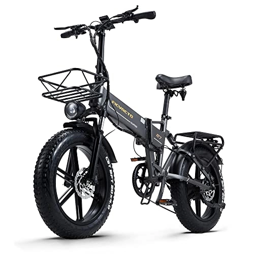 Vélos électriques : Ficyacto Vélo Électrique Pliable 20 Pouces Ebike Adulte Fat Bike, Batterie 48V / 16Ah, Suspension Totale, Freins à Disque, Shimano 8 Vitesses
