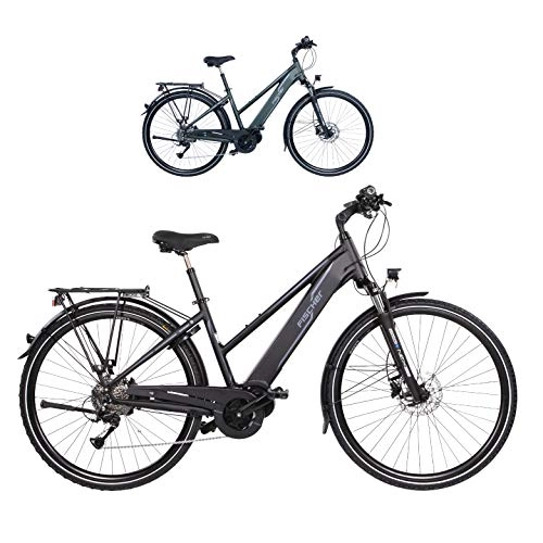 Vélos électriques : FISCHER Vélo électrique Viator 4.0i pour Femme - Noir Mat - 28 Pouces - RH 44 cm - Moteur Central 50 Nm - Batterie 48 V dans Le Cadre