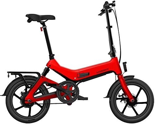 Vélos électriques : Fishyu Electric Pliant Vélo Vélo Disque Frein Portable Ajustable pour Cycling Extérieur - Rouge