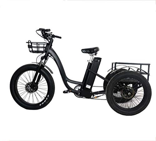 Vélos électriques : FREIHE Tricycle Adulte électrique 3 Roues 36v15AN Batterie au Lithium motoneige Cadre en Alliage d'aluminium 26 Pouces Instrument LCD Batterie à 7 Vitesses Amovible