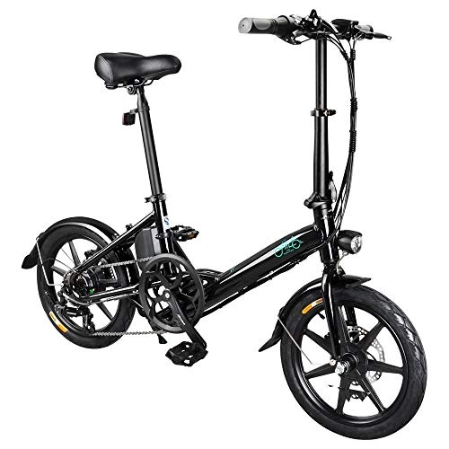 Vélos électriques : GoZheec D3S Ebike - Vélo électrique Pliant de 7, 8 Scooter électrique de 16 Pouces avec Phare à LED Pédales Frein à Disque, jusqu'à 25 km / h pour Adulte (Noir)