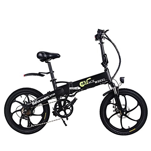 Vélos électriques : GT20 48V * 350W vélo pliant 20 pouces vélo de montagne électrique vélo à l'intérieur de la batterie Li-on avec ordinateur de vélo cycles à assistance électrique (Noir, Plus 1 batterie de rechange)