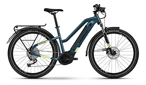 Vélos électriques : Haibike Trekking 5 500 Wh Vélo électrique Bosch 2022 (27, 5" Low Standover L / 52 cm, Bleu / Canary (LowStandover))