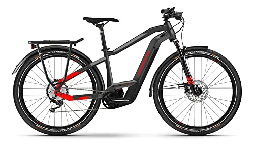 Vélos électriques : Haibike Trekking 9 Bosch Vélo électrique 2021 (27, 5" pour homme Diamant L / 58 cm, anthracite / rouge (homme)