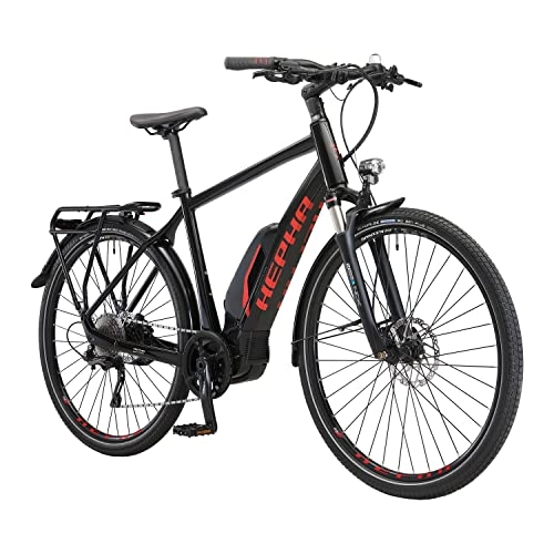 Vélos électriques : HEPHA Vélo électrique de trekking 5.0 pour homme 70 Nm Shimano E8000 Moteur central Pedelec 630 Wh Batterie amovible 10 vitesses Ebike 28" (noir, RH 56 cm)
