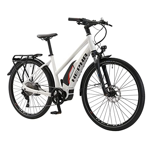 Vélos électriques : HEPHA Vélo électrique Trekking 3.0 pour femme Shimano E7000 Moteur central Pedelec 630 Wh Batterie amovible 10 vitesses 28" (blanc, RH 48 cm)