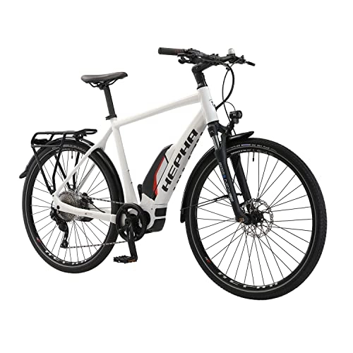 Vélos électriques : HEPHA Vélo électrique Trekking 3.0 pour homme Shimano E7000 Moteur central Pedelec 630 Wh Batterie amovible 10 vitesses 28" (blanc, RH 56 cm)
