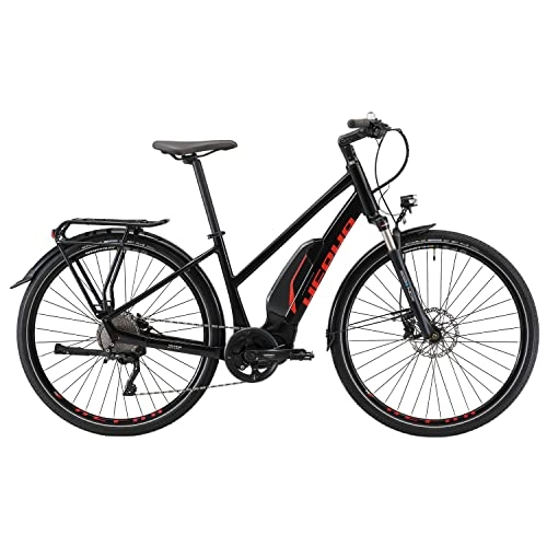 Vélos électriques : HEPHA Vélo électrique Trekking 5.0 pour femme 70 Nm Shimano E8000 Moteur central Pedelec 504 Wh Batterie amovible 10 vitesses Ebike 28" (noir, RH 48 cm)