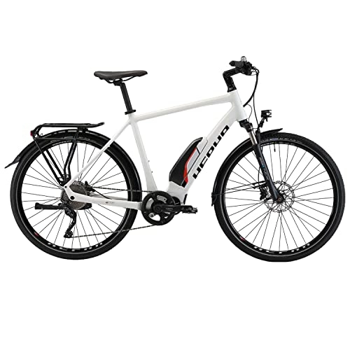 Vélos électriques : HEPHA Vélo électrique Trekking 5.0 pour homme 70 Nm Shimano E8000 Moteur central Pedelec 630 Wh Batterie amovible 10 vitesses Ebike 28" (blanc, RH 52 cm)