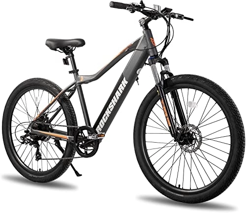 Vélos électriques : HILAND Rockshark Vélo électrique de montagne électrique 27, 5" Vélo électrique pour adulte avec batterie amovible 10, 4 Ah, dérailleur Shimano 7 vitesses