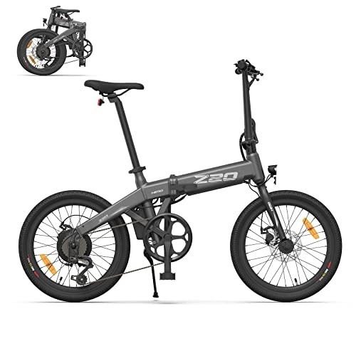 Vélos électriques : HIMO Vélo électrique pliable Z20 MAX 20 pouces pour adultes - Moteur 250 W - Batterie amovible 36 V 10 Ah - Pedelec avec éclairage StVO - Gris
