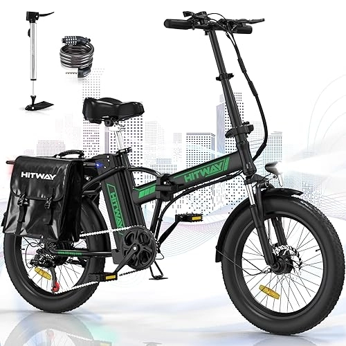 Vélos électriques : HITWAY Velo Electrique Pliable, 20 Pouces Fat Bike Electrique, vélos électriques 36V 11, 2Ah Batterie Amovible, Pédalage Assisté, Hauteur Réglable, Adulte Unisexe, Autonomie 35-90km