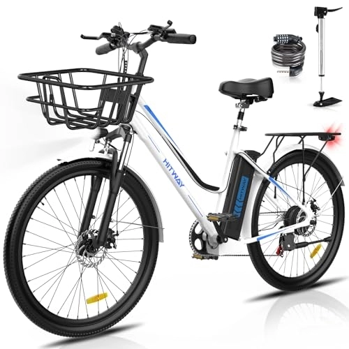 Vélos électriques : HITWAY Vélo électrique, 26” vélos électriques Femme, Moteur 250W, 7 Vitesses, E-Bike avec Batterie au Lithium Amovible 36V 12Ah 35-90km Ebike