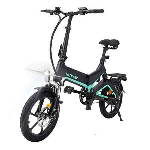 Vélos électriques : HITWAY Vélo électrique, Alliage de magnésium vélo Pliable de 16 Pouces à Hauteur réglable Portable, Batterie au Lithium Amovible de 250W 7, 5AH / 36V, Freins à Double Disque Avant et arrière E-Bike